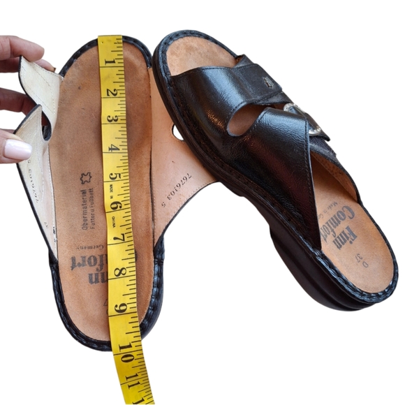 Finn Comfort Mumbai Black Leather Slip-On Sandals Women Size 7 Made in Germany - Picture 10 of 13